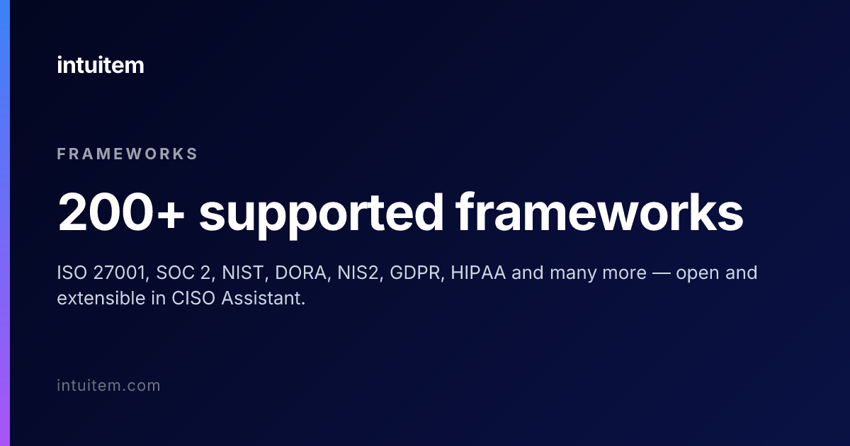 CISO Assistant - opensource GRC - Frameworks — intuitem